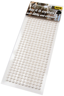 Samolepiace perly pr. 4 mm - biela - 308 ks/karta