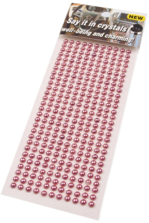 Samolepiace perly pr. 4 mm - staroružová - 308 ks/karta