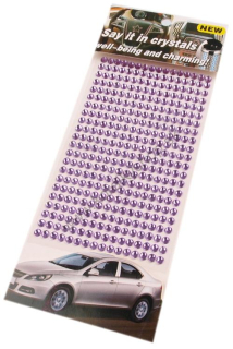 Samolepiace kamienky pr. 5 mm - fialová - 352 ks/karta