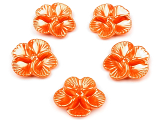 Plastová korálka kvet pr. 26 mm - oranžová - 1 ks