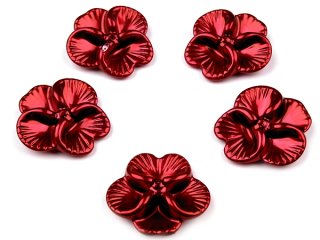 Plastová korálka kvet pr. 26 mm - tm. červená - 1 ks