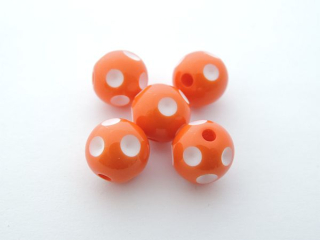 Plastová korálka gulička - 12 mm - oranžová - 1 ks