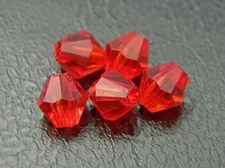 Brúsené korálky plastové - 16 mm - červené - 1 ks